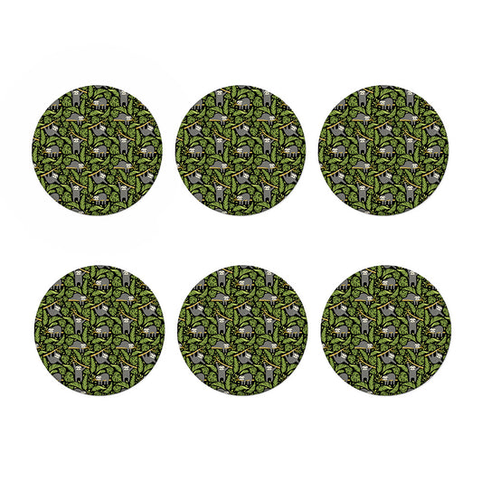 Tropical Sloth Pattern Print Coaster Set