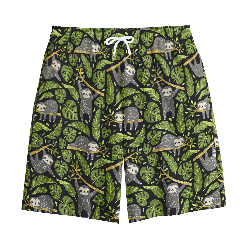 Tropical Sloth Pattern Print Cotton Shorts