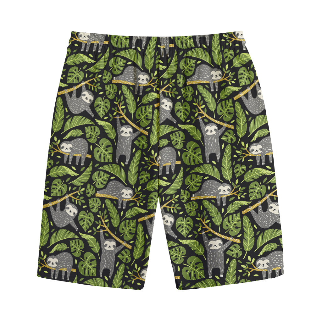 Tropical Sloth Pattern Print Cotton Shorts