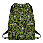 Tropical Sloth Pattern Print Drawstring Backpack