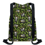 Tropical Sloth Pattern Print Drawstring Backpack