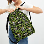 Tropical Sloth Pattern Print Drawstring Backpack