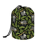 Tropical Sloth Pattern Print Drawstring Makeup Bag