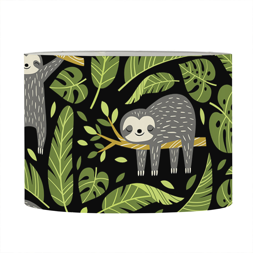 Tropical Sloth Pattern Print Drum Lamp Shade