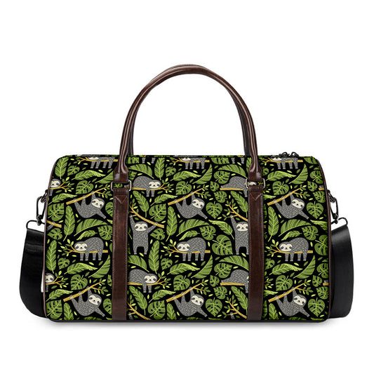 Tropical Sloth Pattern Print Duffle Bag