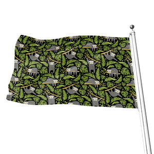 Tropical Sloth Pattern Print Flag