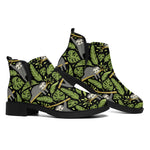 Tropical Sloth Pattern Print Flat Ankle Boots