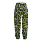 Tropical Sloth Pattern Print Fleece Lined Knit Pants