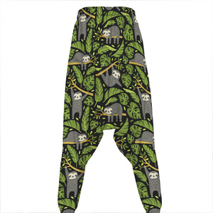 Tropical Sloth Pattern Print Hammer Pants