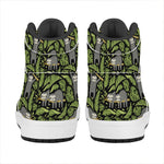 Tropical Sloth Pattern Print High Top Leather Sneakers