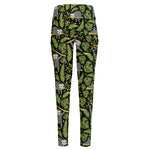 Tropical Sloth Pattern Print High-Waisted Pocket Leggings