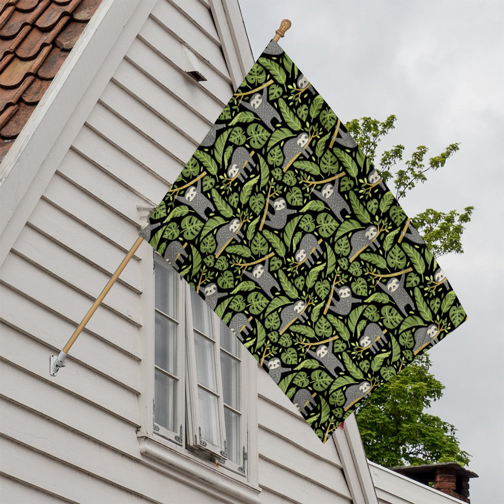 Tropical Sloth Pattern Print House Flag