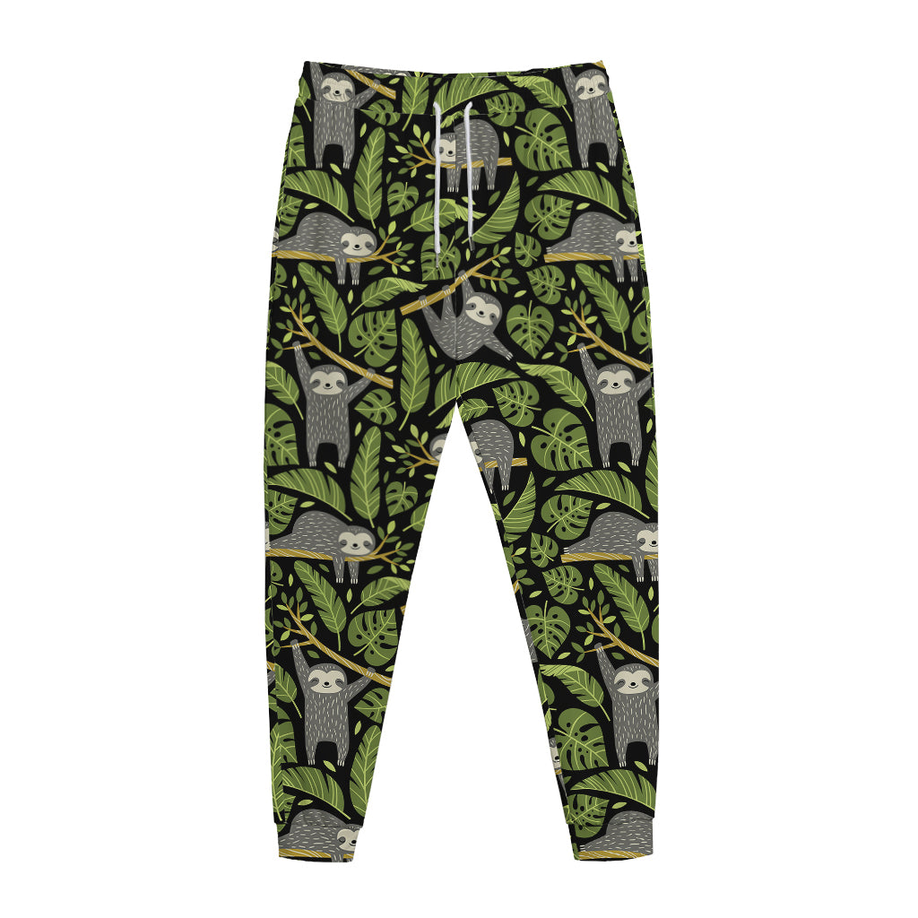 Tropical Sloth Pattern Print Jogger Pants