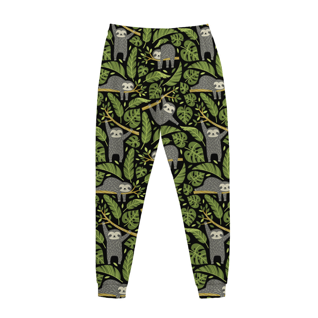Tropical Sloth Pattern Print Jogger Pants