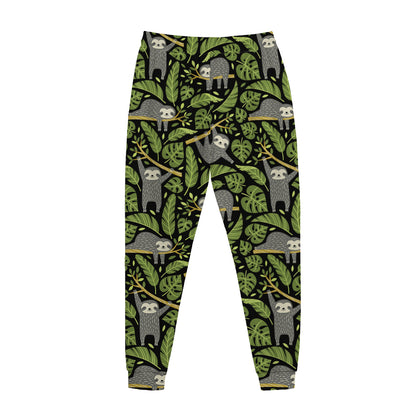 Tropical Sloth Pattern Print Jogger Pants