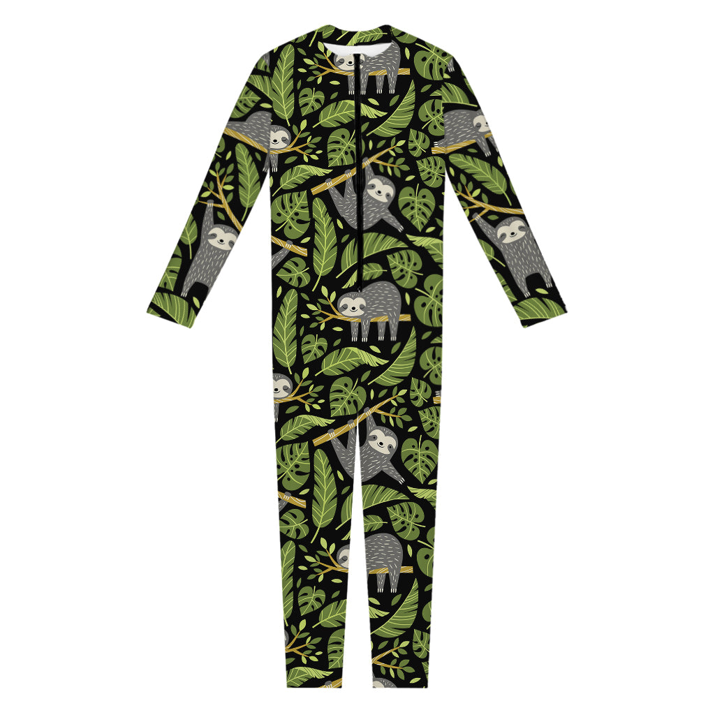 Tropical Sloth Pattern Print Jumpsuit