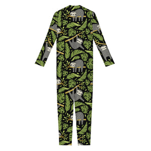 Tropical Sloth Pattern Print Jumpsuit