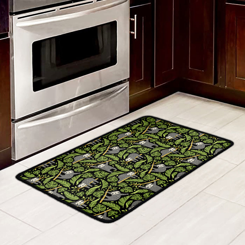 Tropical Sloth Pattern Print Kitchen Mat