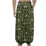 Tropical Sloth Pattern Print Lantern Pants