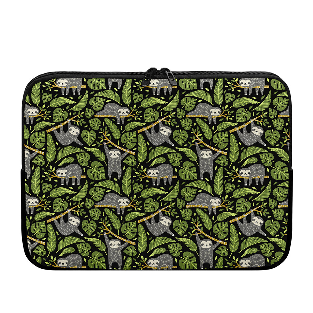 Tropical Sloth Pattern Print Laptop Sleeve