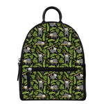 Tropical Sloth Pattern Print Leather Backpack