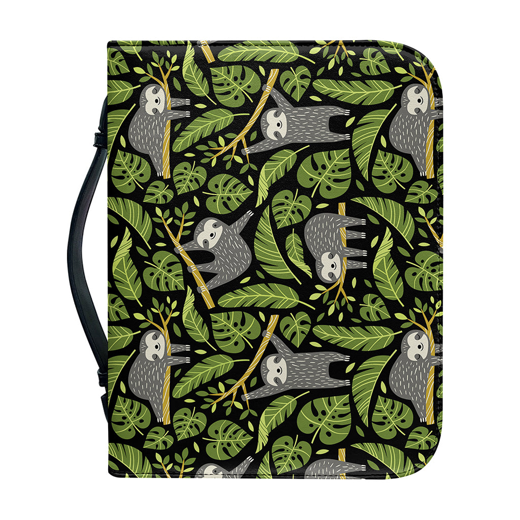 Tropical Sloth Pattern Print Leather Bible Cover