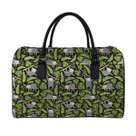 Tropical Sloth Pattern Print Leather Duffle Bag