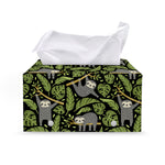 Tropical Sloth Pattern Print Leather Tissue Box Cover