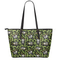 Tropical Sloth Pattern Print Leather Tote Bag With Zipper
