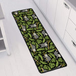 Tropical Sloth Pattern Print Long Kitchen Mat