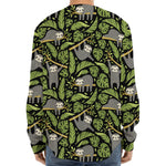 Tropical Sloth Pattern Print Long Sleeve Baseball Jersey