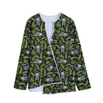 Tropical Sloth Pattern Print Long Sleeve Short Coat