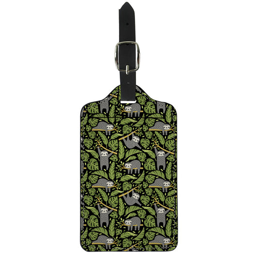 Tropical Sloth Pattern Print Luggage Tag