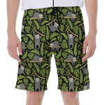 Tropical Sloth Pattern Print Men's Beach Shorts