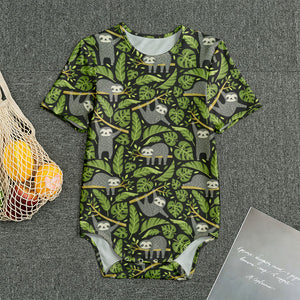 Tropical Sloth Pattern Print Men's Bodysuit