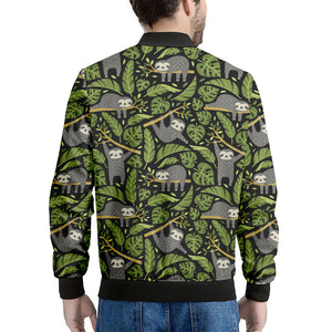 Tropical Sloth Pattern Print Men's Bomber Jacket