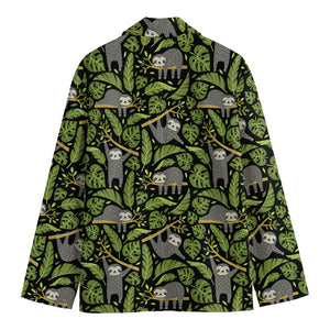 Tropical Sloth Pattern Print Men's Cotton Blazer