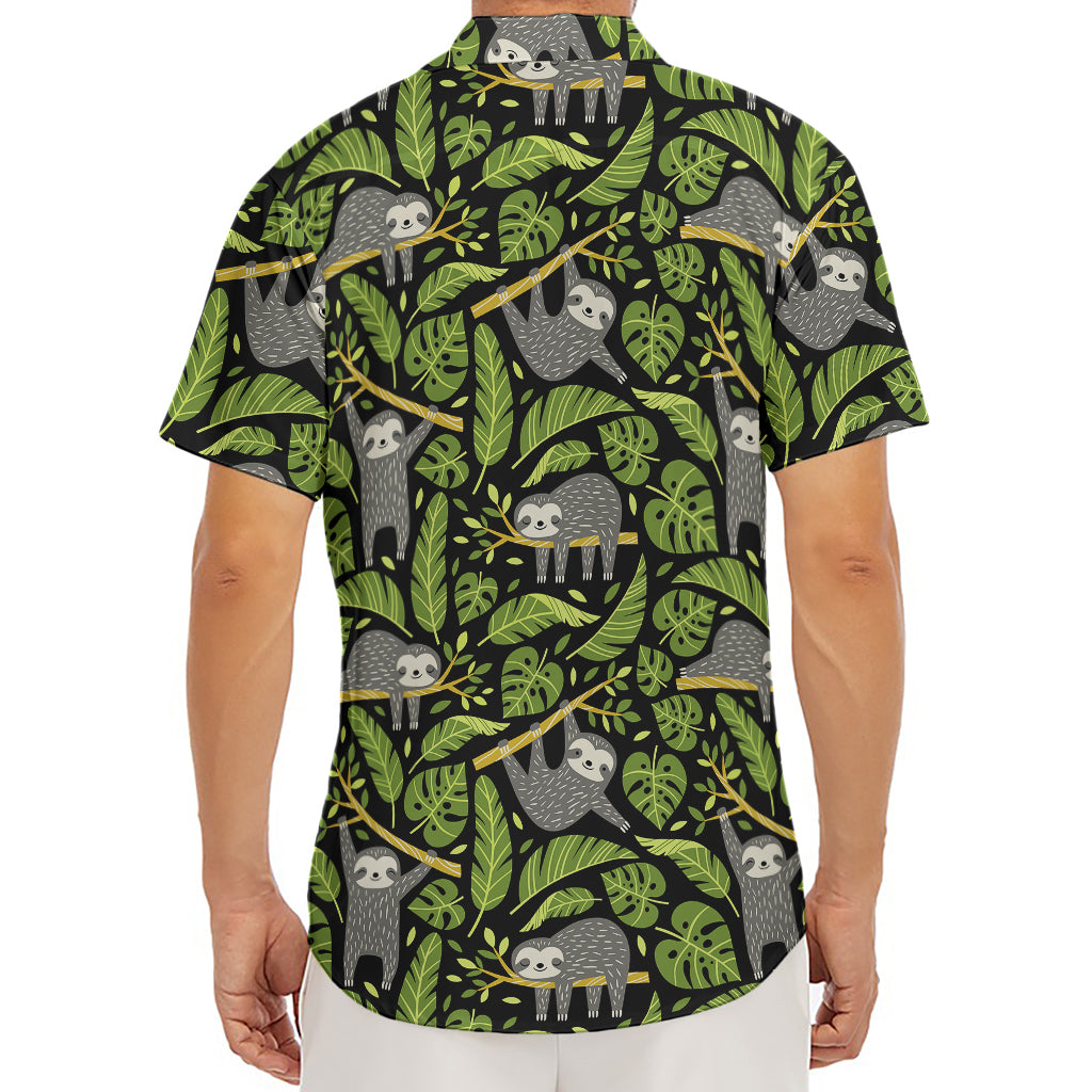 Tropical Sloth Pattern Print Men's Deep V-Neck Shirt