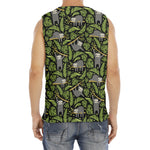 Tropical Sloth Pattern Print Men's Fitness Tank Top