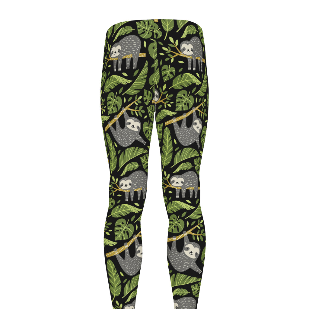 Tropical Sloth Pattern Print Men's leggings