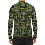 Tropical Sloth Pattern Print Men's Long Sleeve Rash Guard