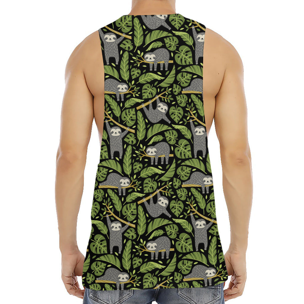 Tropical Sloth Pattern Print Men's Muscle Tank Top