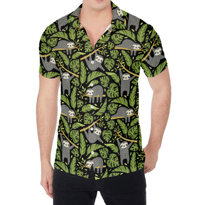 Tropical Sloth Pattern Print Men's Shirt