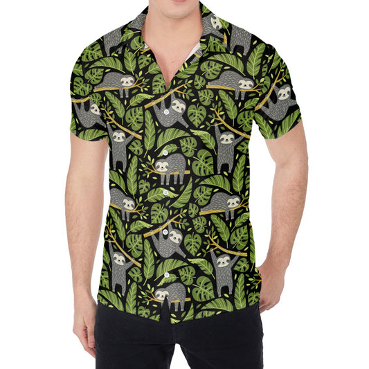 Tropical Sloth Pattern Print Men's Shirt