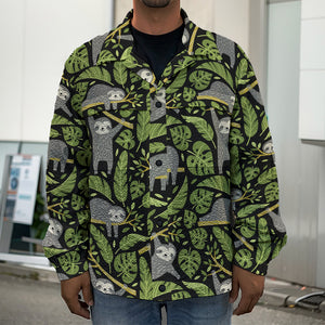 Tropical Sloth Pattern Print Men's Shirt Jacket