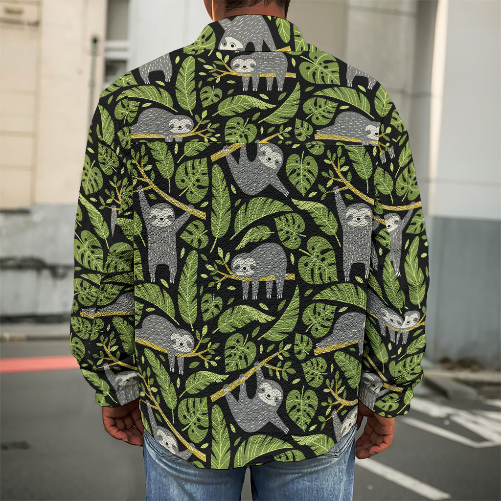 Tropical Sloth Pattern Print Men's Shirt Jacket