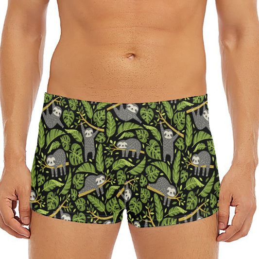 Tropical Sloth Pattern Print Men's Short Boxer Briefs