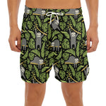 Tropical Sloth Pattern Print Men's Split Running Shorts