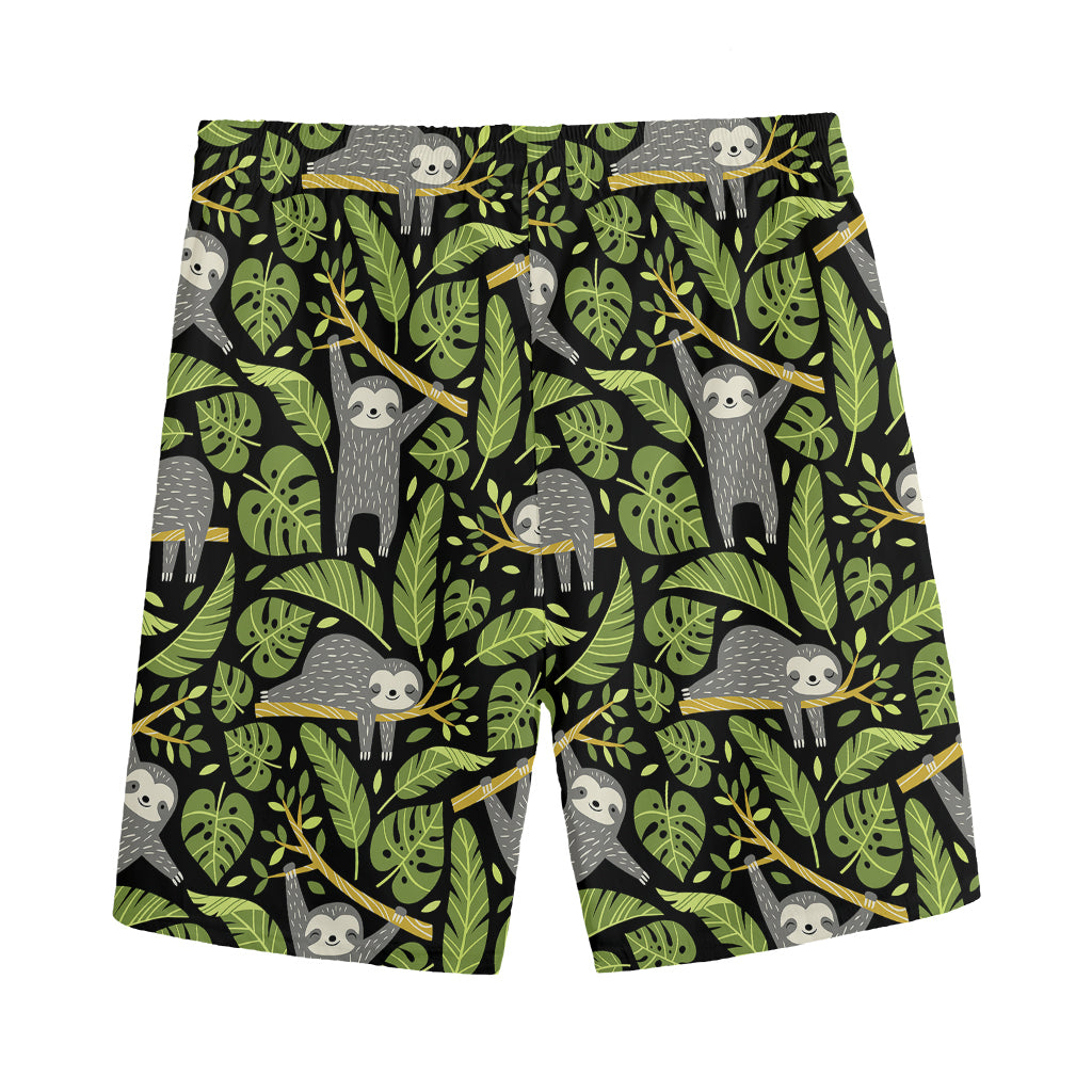 Tropical Sloth Pattern Print Men's Sports Shorts