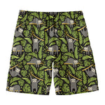 Tropical Sloth Pattern Print Men's Swim Trunks